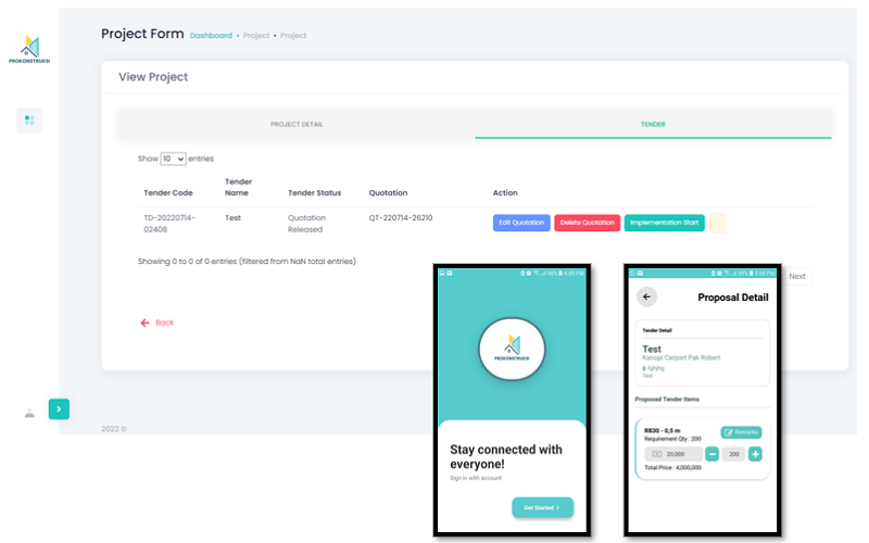 image of An online application system that can assist the contractor's business operation in carrying out work implementation, which also connect the third party partners/vendors to collaborate digitally​